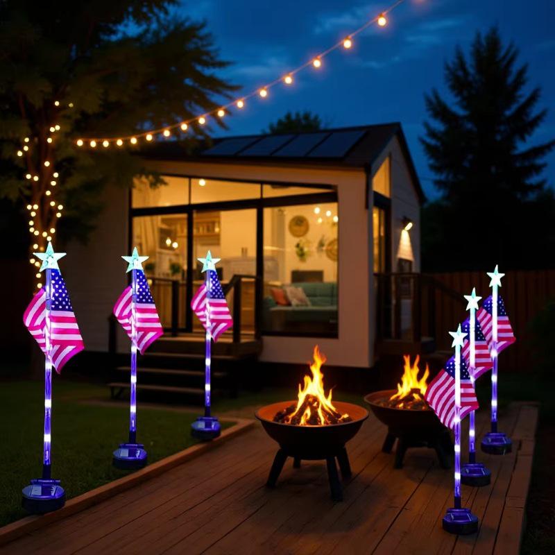 Solar-Powered Flag Light for July 4th: Outdoor Waterproof Yard and Garden Decoration