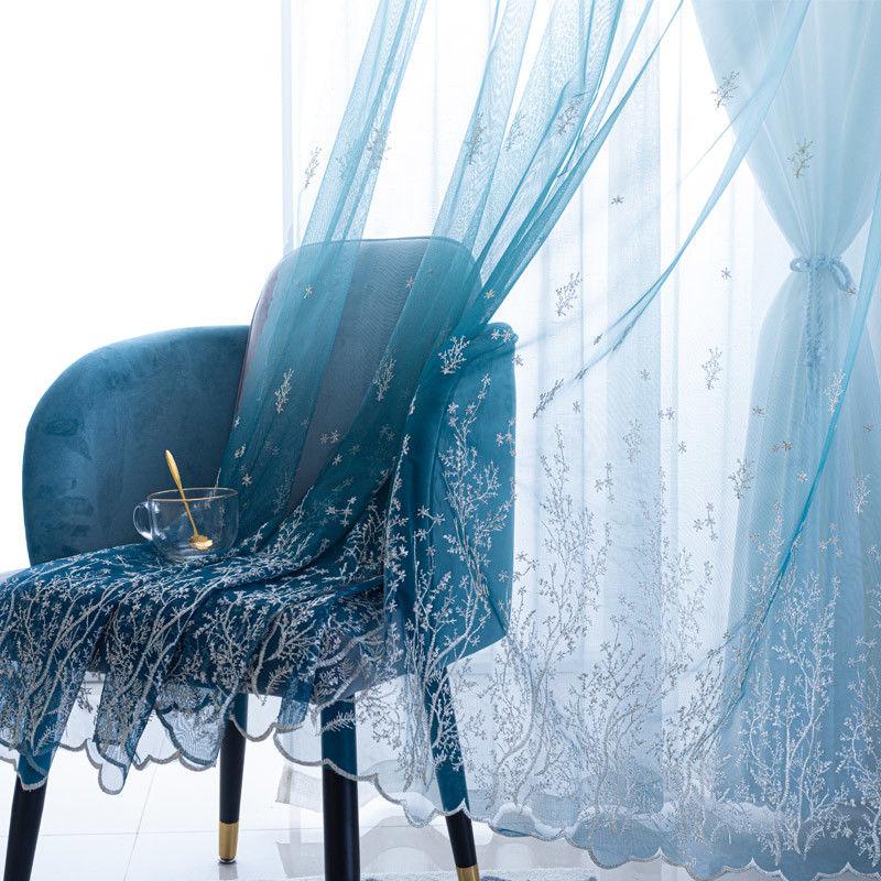 Multi Gradient Color Window Sheer Tulle Curtains for Living Room Bedroom Kitchen Organza Voile Curtain Home Decoration Drapes