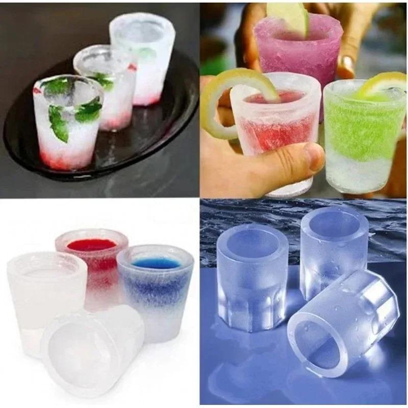 4 Tassenform Silikon Eiswürfelform Tablett Halloween Skelett Mach Schnapsglas Sommer Bar Party Gefroren Whiskey Bier Cocktail Kalt