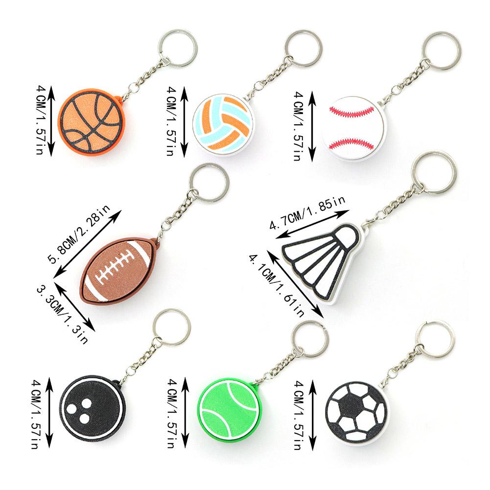 Ball Keyboard Keychain Fidget Toys Push Bubble Stress Relief Sensory Toys Basketball Football Keyboard Clicker For Kids Adults
