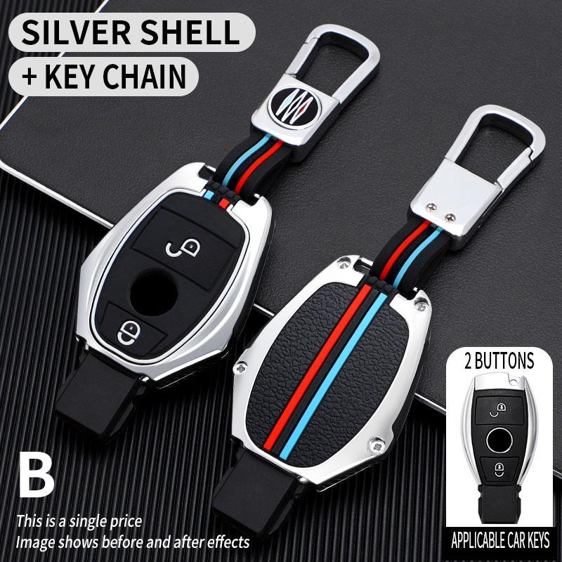 Zinc Alloy+Silicone Full Cover Car Key Case for Mercedes Benz A B C E Class GLS GLA GLK GLC CLS CLA AMG W204 W205 W212 W463 W176