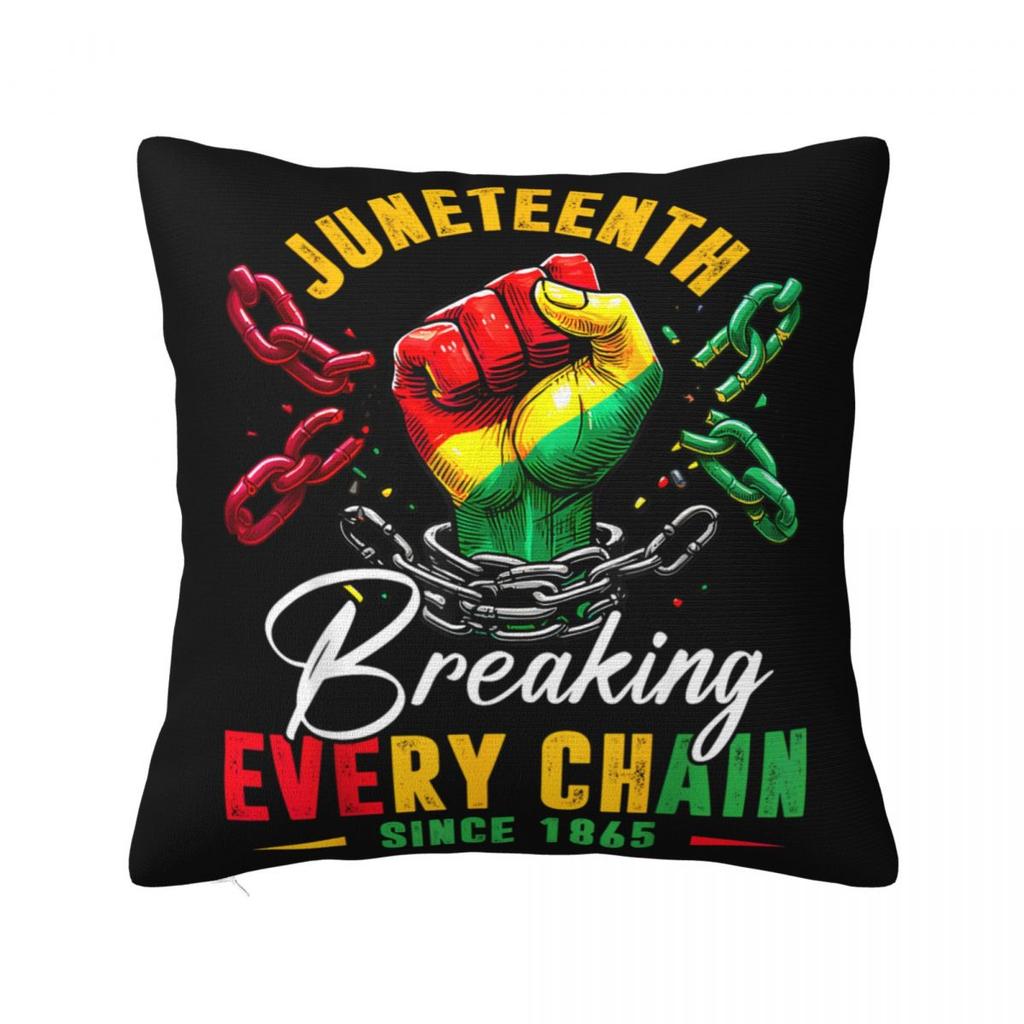 Kwadratowa poszewka na poduszkę Juneteenth Poliestrowe poduszki na sofę Świętowanie Czarnego 1865 Afroamerykańska spersonalizowana poszewka