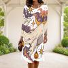 Women Plus Size Round Neck Long Sleeve A Line Flared Dress White Halloween Ghost Pumpkin Printed