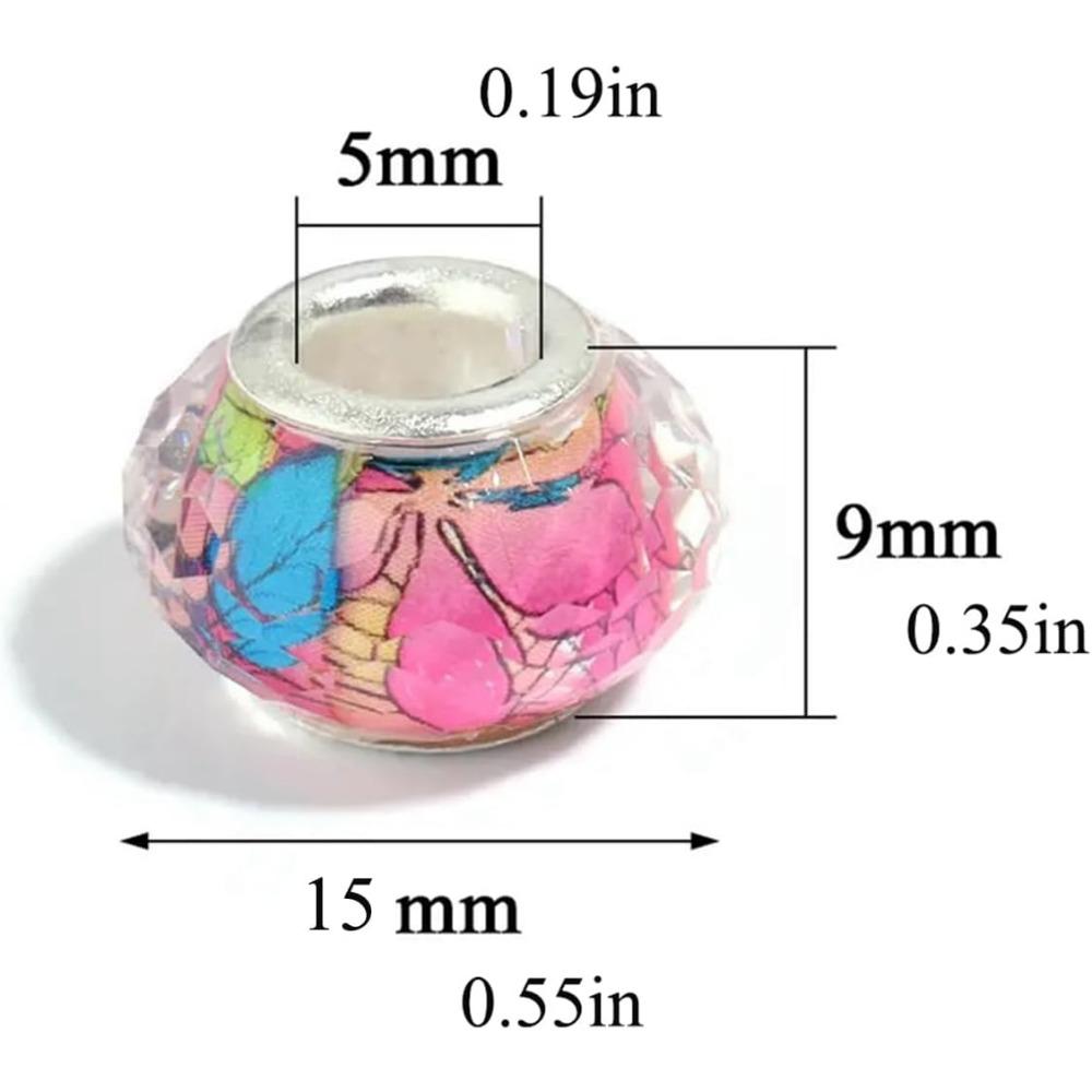 10/20/30 Stück Perlen mit großem Loch zur Armband-Schmuckherstellung, Großpackung 15 mm europäische Perlen für Stifte, Spacer-Charm Lampwork Murano Glas Kristallperlen