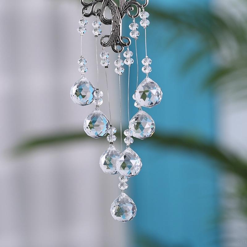 MultiColored Vibrant Crystal Sun Catchers Prisms Window Wind Chime Chain Hanging Pendant Decoration Tree Shape Home Garden Decor