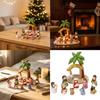 Christmas Cartoon Nativity Scene Miniature Figurines Set Resin Manger Scene Statues Ornaments for Home Decoration Collectible Gift