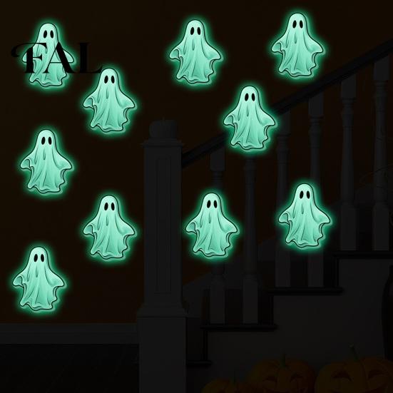 DIY Ghost Scene Wall Murals Luminous Stickers for Halloween Decoration, Glow in The Dark PVC Decals Indoor Outdoor Glass Door Windows And