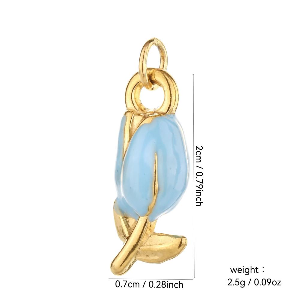 Colorful Temperament Stainless Steel Coconut Tree and Flower Pendant for Jewelry and Keychains