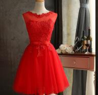 Grupo Irmãs Vestido de Dama de Honra Cor Champagne Sem Mangas Vestido de Festa Feminino Saia Curta Estilo Coreano Estilo Princesa Vestido de Casamento