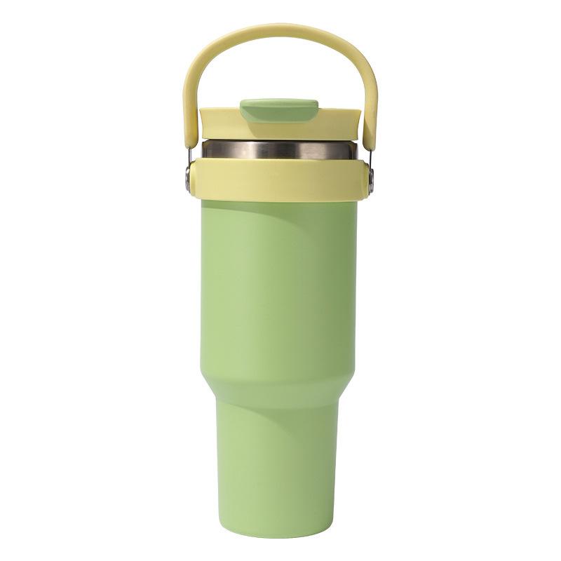 Kubek samochodowy Kubek termiczny Stal nierdzewna 304 Duża pojemność Domowy Uchwyt Słomka Podwójny napój Na zewnątrz