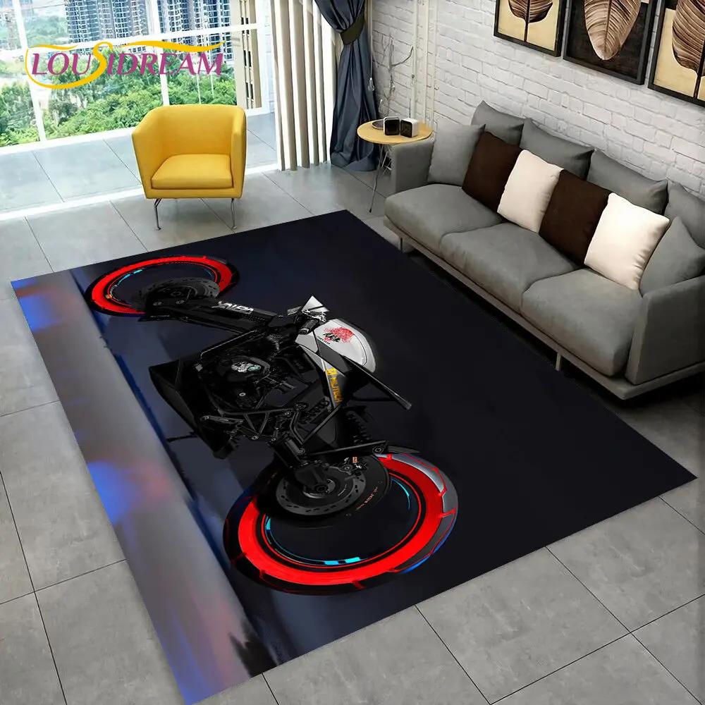 3D Cyberpunk Concept Motorcycle Cartoon Area Rug,Carpet for Living Room Bedroom Sofa Doormat Decoration,kids Non-slip Floor Mat