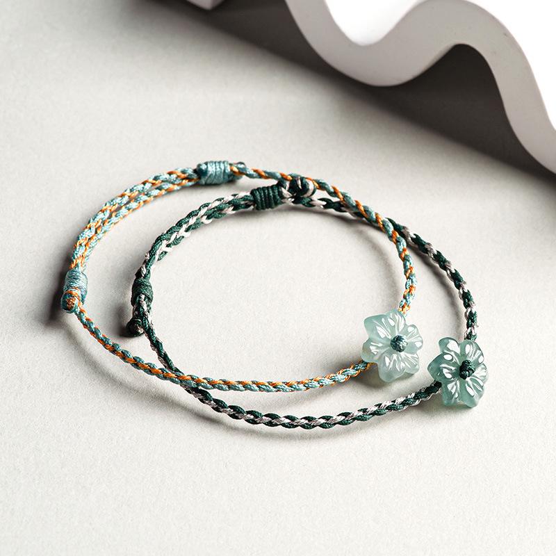 A-Qualität Blauer Jade-Orchidee Handgewebtes Unisex-Armband