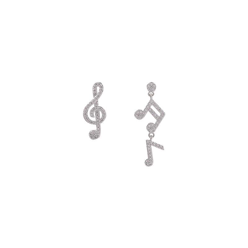 Asymmetrical Musical Note Earrings - Summer 2025 Trendy Design for Women, Silver Needle
