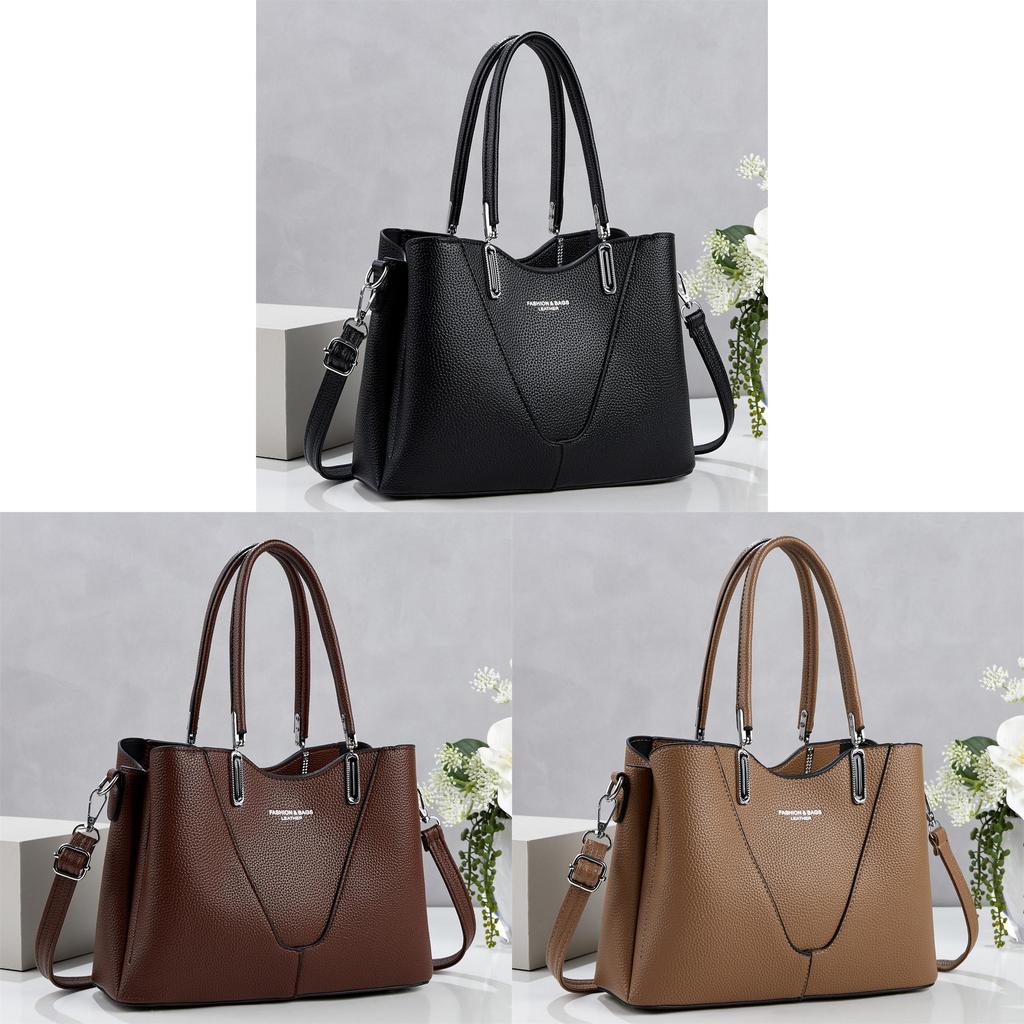 Womens Pu Large Tote Handbag With Top Handle And Shoulder Strap For Daily Commute