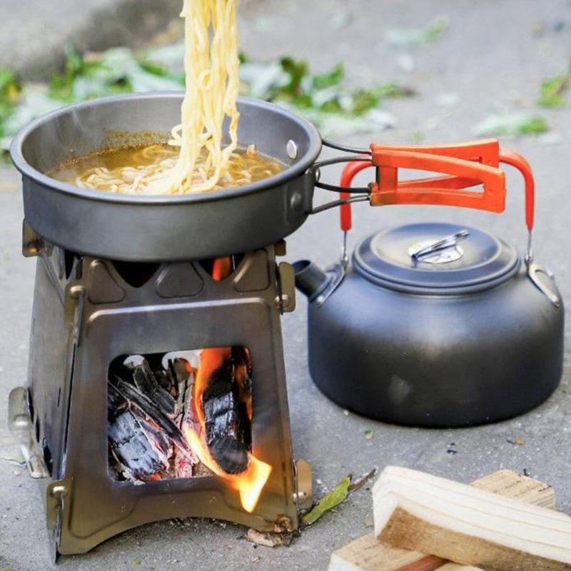 Metal Wood Burning Stove Folding Pocket Stove Wood Furnaces Burners Outdoor Metal Backpacking Stove Easy to Carry