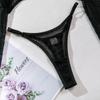 Aesthetic Y2k Mesh Hollow Out Bra Sets Solid Thong Long Sleeves Ultra Short Blouse Sexy Fun Three Piece Uniform Set