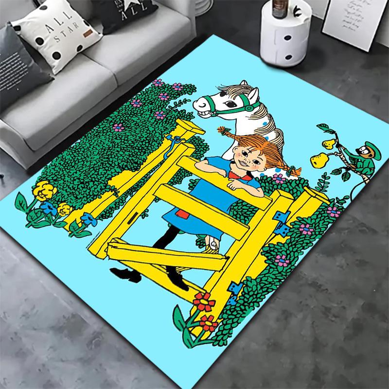Pippi Longstocking Carpet Rug for Living Room Bedroom Home Sofa Decoration,Kids play Non-slip Floor Mat