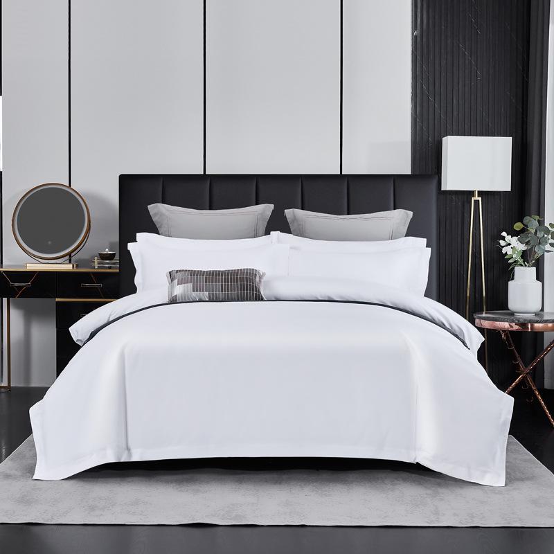 40 Count High-Quality Cotton Bedding Set: Includes Duvet Cover and Fitted Sheet - Luxurious White, Ideal for Hotels and Homestays.