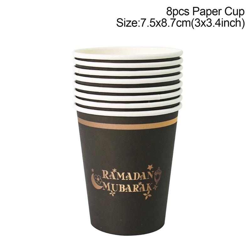 

Ramadan Mubarak Disposable Tableware Plate Cups Ramadan Decoration 2026 Eid Mubarak Ramadan Kareem Muslim Islamic Party Supplies