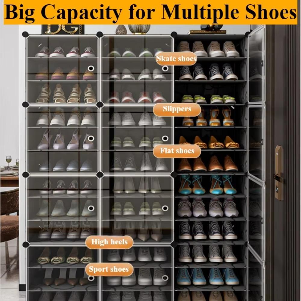 Shoe Rack Dustproof Stackable Shoe Shelf Multilayer Detachable Big Capacity Storage Racks Transparent Entrance Storage Shelves