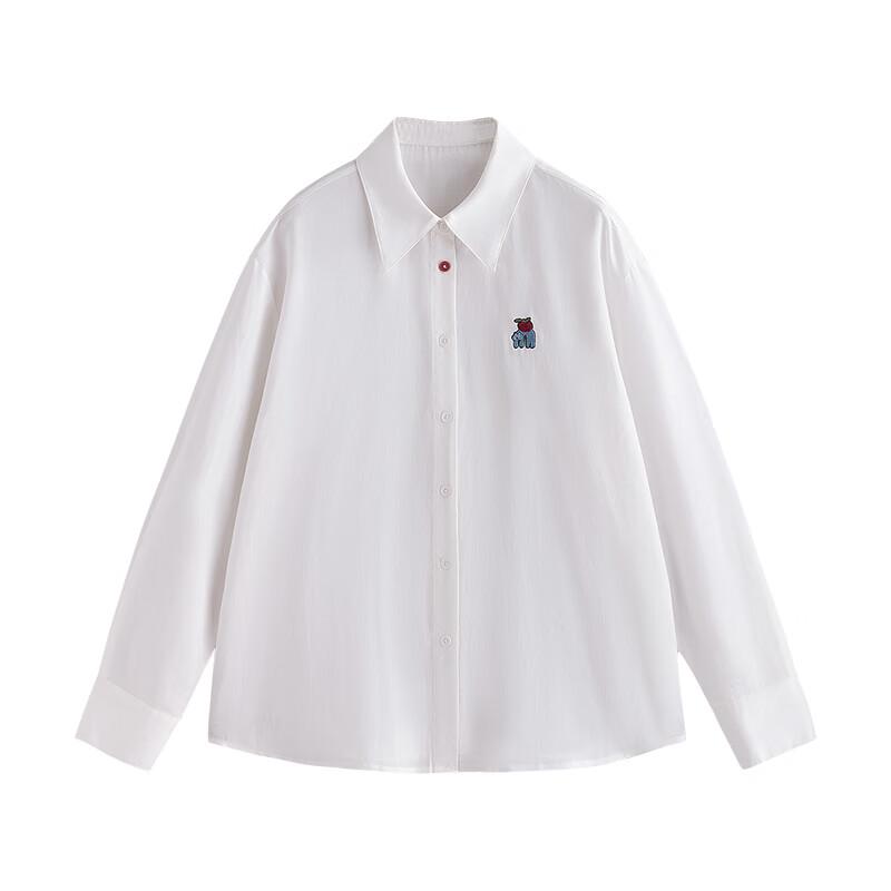 Chuyu Women's 2025 Autumn Embroidered Loose Lyocell Ramie Polo Shirt
