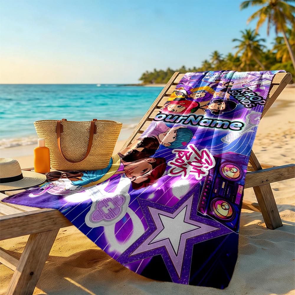 Demon Hunter Girls Customize Your Name Beach Towel Super Soft Microfiber Quickdry Fabric