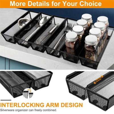 ABWR-6Pcs Drawer Organizer,Silverware Organizer For Kitchen, Utensil Cutlery Tray Mesh Metal Organizer