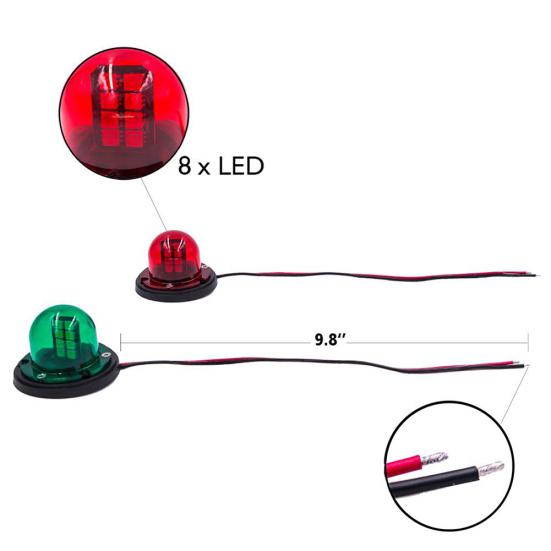 Lot De 2 Feux De Navigation LED Pour Bateau | Rouge Et Vert | Signalisation Yacht