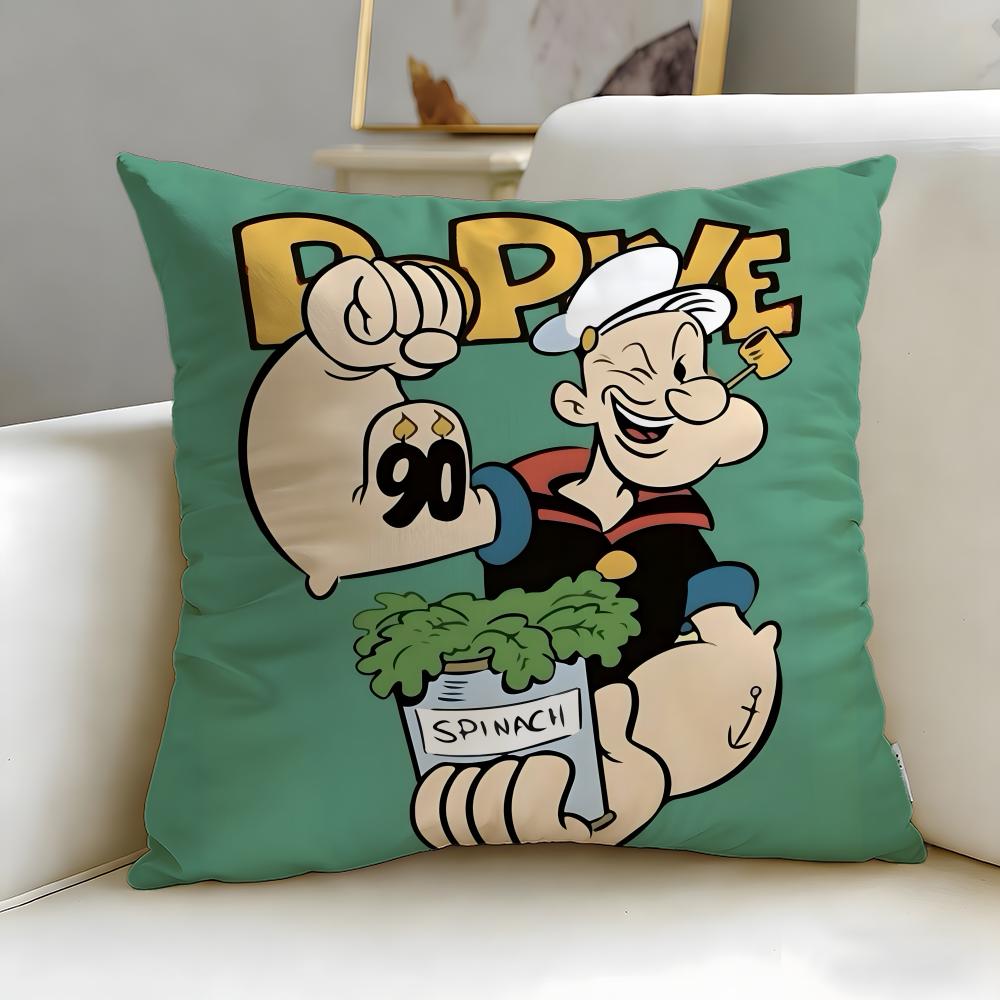 Classic Cartoon Popeye the Sailor Cushion Cover Soft  EasyWash Pillow Case  Versatile for Couch Bed Travel and Office