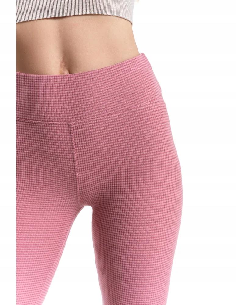 Women's High Waist Ribbed Leggings Fashionable Sporty MORAJ S/M PINK