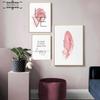 Nordic Style Pink Feathers Posters and Prints Love Poster Simple Decortion Picture for Girl Room Canvas Painting for Living Room