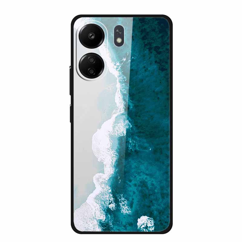 Für Redmi 12C 13C 11A Handyhülle Gehärtetes Glas Harte Abdeckung für Xiaomi Redmi 12 C 13 C 11 A Hülle Bunte Blumen Rückseitenhüllen