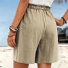 Women's Spring and Summer Linen Solid Color Shorts Casual Sports Women's Shorts Three-quarter Pants with Drawstring Shorts
