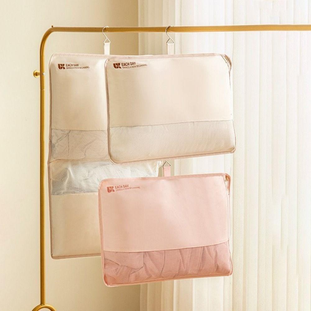 Mesh Hanging Clothes Organizer Large Capacity Space Saving Clothes Hanger Bag Visible with Hook Clothing Storage Bag Wardrobes