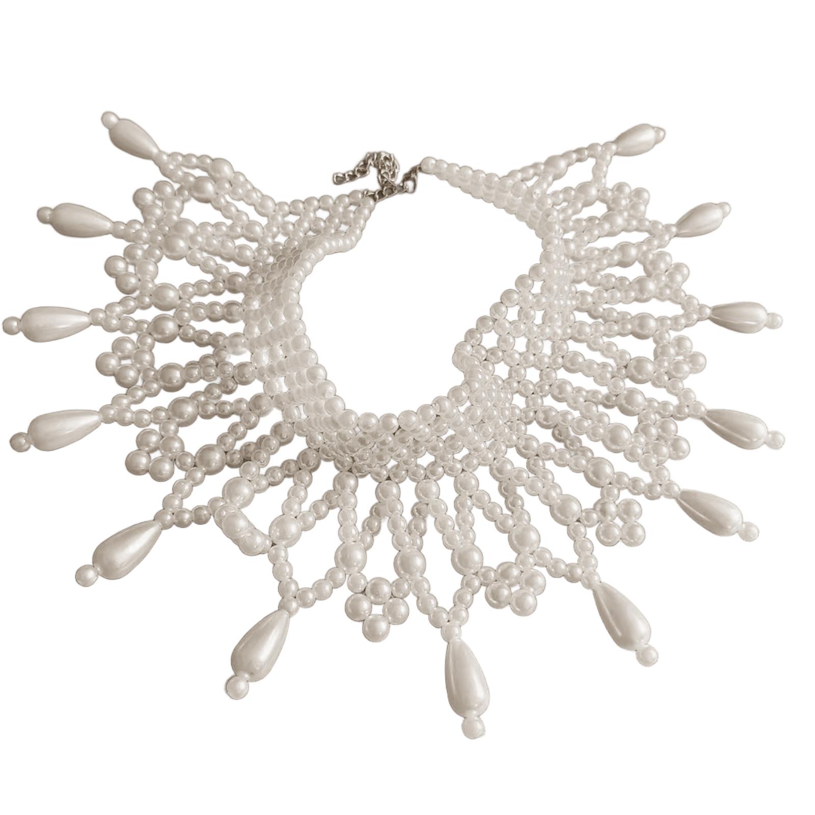 

Womens Multi Layered Handmade Pearls Body Chain Shoulder Necklace Choker Elegant Collar Body Jewelry for Wedding Parties 1