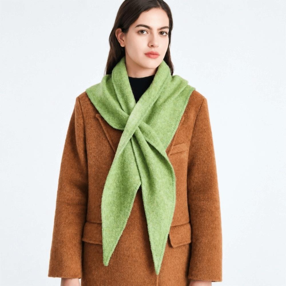 Wool Triangle Shawl Solid Color Large Wraps Elegant Cross Scarves Women
