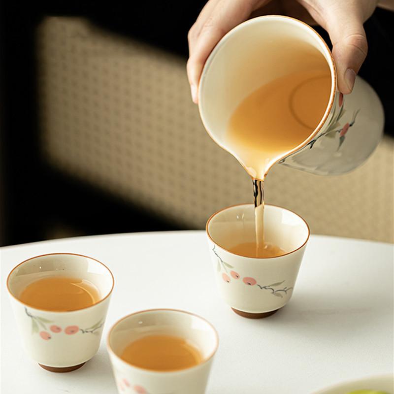 1 Pc Chinese Tradition Ceramic Tea Cup Handmade Persimmon Tea Bowl Household Teacup Personal Meditation Cup Teaware Accessories