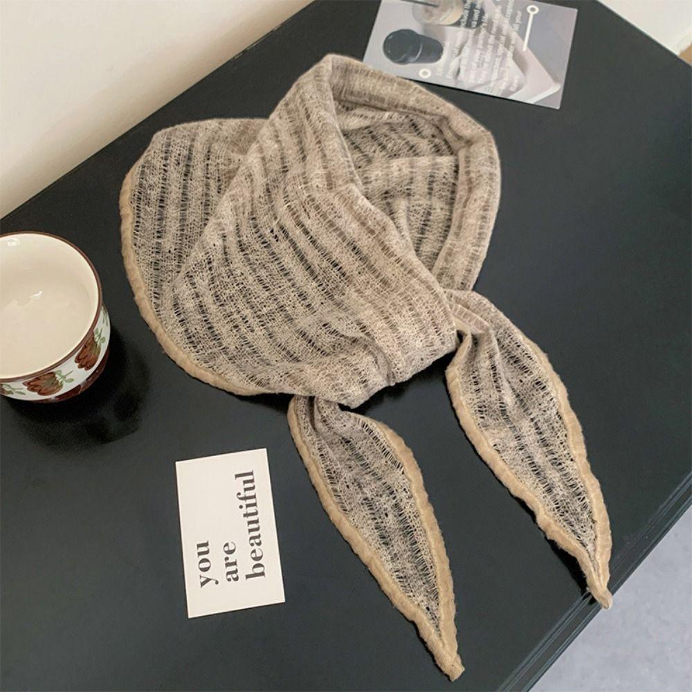 Pure Color Neck Scarf Multicolor Head Wrap Trendy Neckerchief  Female