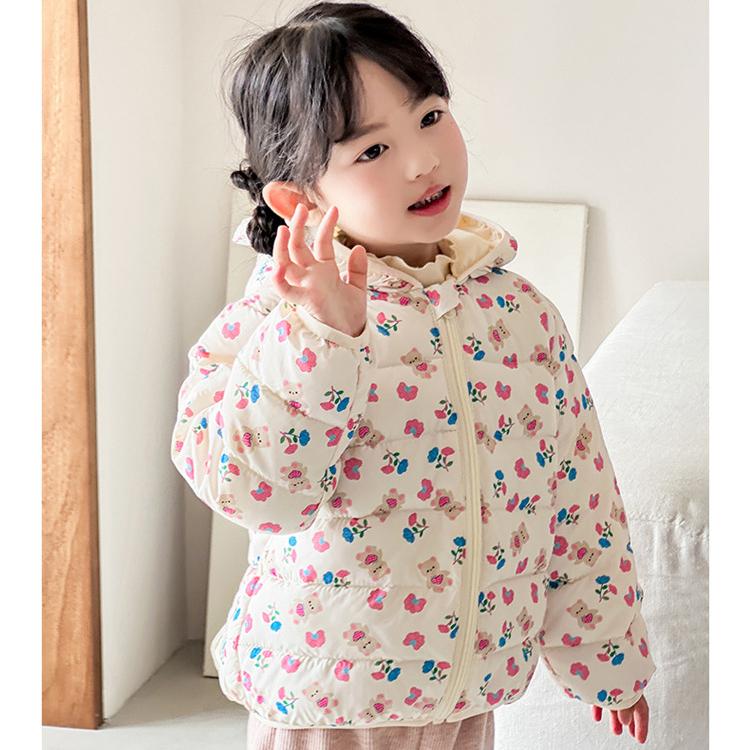 Korean Style Winter Baby Girl Thickened Short Cotton-padded Jacket Girls' Warm Cotton-padded Clothes Children's Autumn Cute Pink Cartoon Print Coats