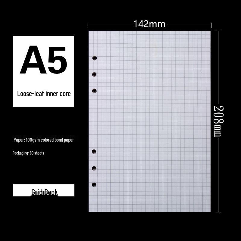 6-Hole A5 Notebook Refill: A6 Size, 80 Sheets, 100gsm Dowling Paper