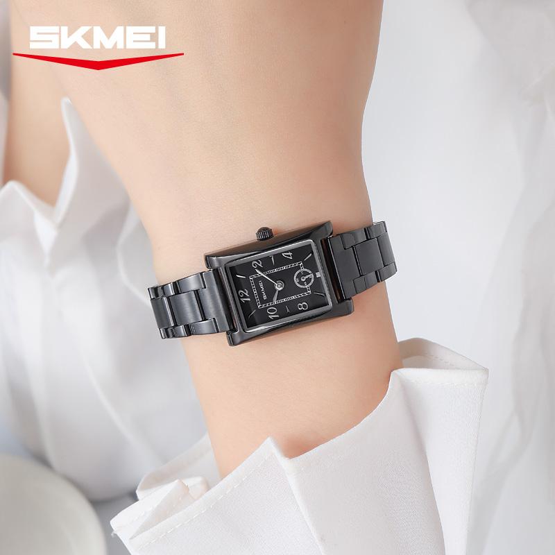 Skmei 2570 Elegant Fashion Women Quartz Watch Costume Stainless Steel Band Waterproof Rectangle in Stock Casual Watch Set