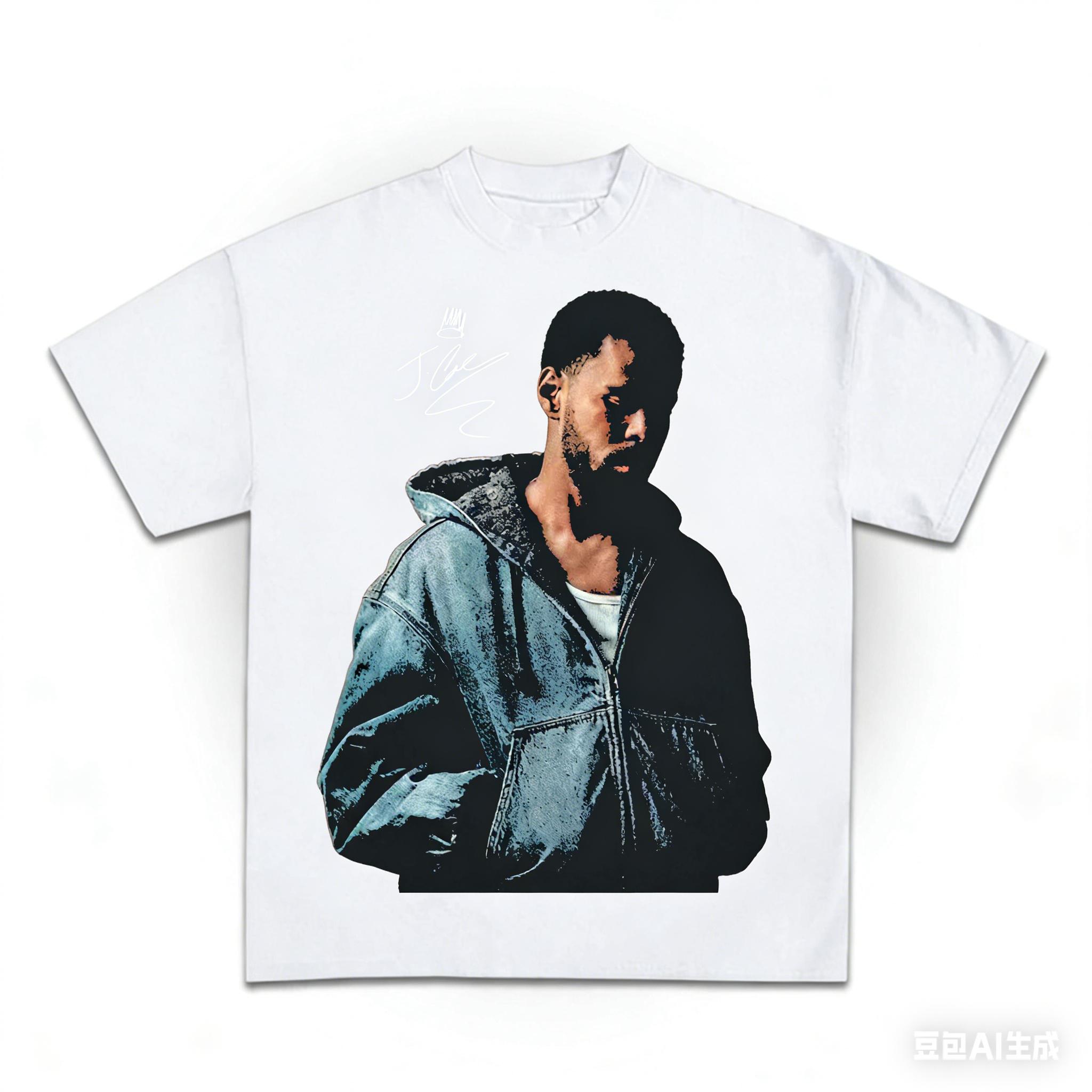 

J Cole Portrait Printed Tshirt Unisex and Women Pure Cotton Summer Y2K Clothing Casual and Fashionable Round Neck Tshirt Fan Gift 4XL