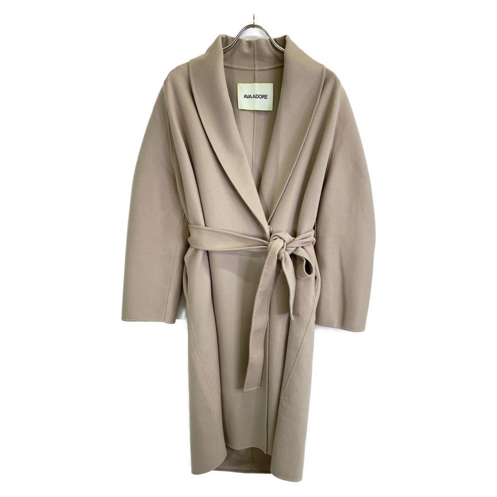 Ava Adore 531-0281003 Beige wool x mink fur belted single coat coat 36 beigeUsed