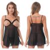 Sexy noční prádlo Noční košile s hlubokým výstřihem do V Dámská noční košile na spaní Mini šaty bez rukávů Lingerie
