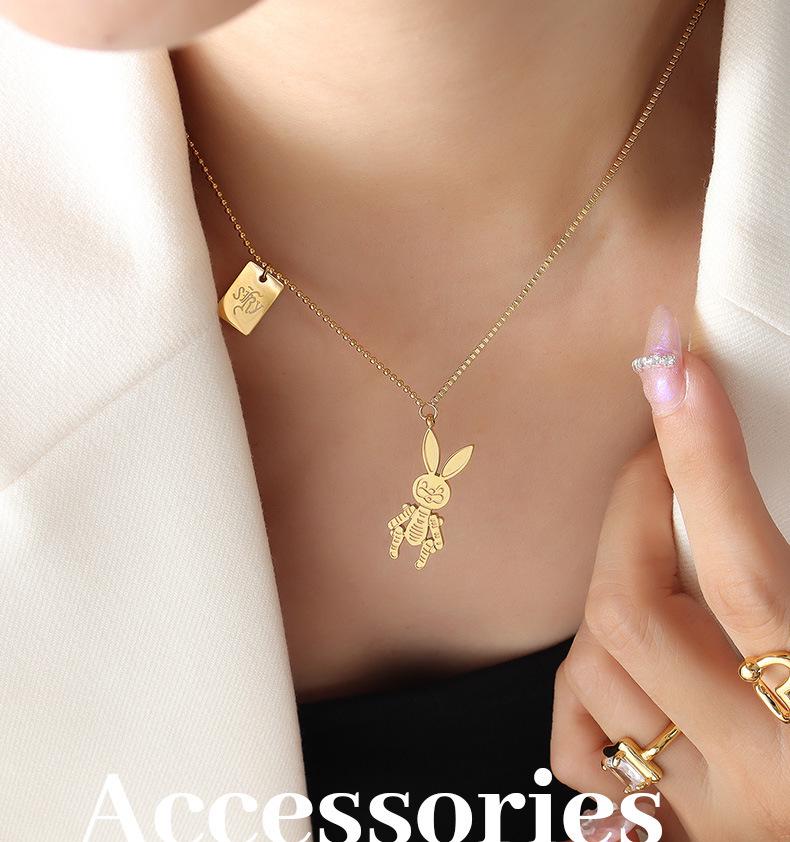 European Punk Stylish Rabbit Pendant Chain Necklace for Women