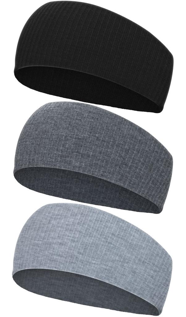 Stirnband Schweißband Haargummi 3-teiliges Set UPF50+ Zertifiziert Schweißabsorbierend Schnelltrocknend Hautfreundlich Haarturban für Sport Gesichtswaschen Atmungsaktiv