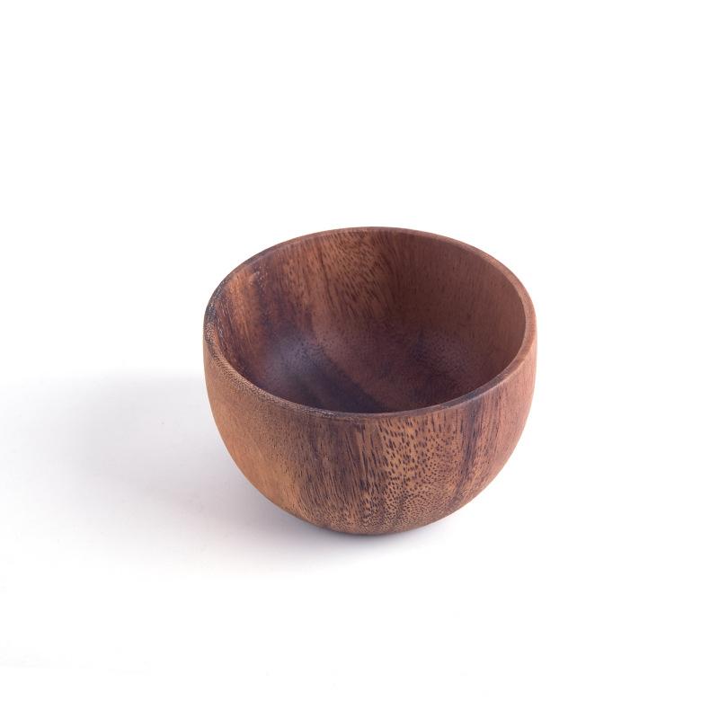 Fine Natural Hand-Made Wooden Salad Bowl Classic Round Acacia Wood Salad Dining Bowl Plates Premium Wood Kitchen Utensils