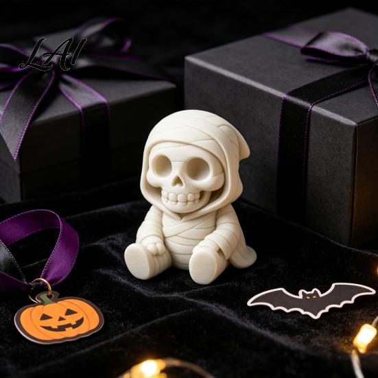 Miniature Landscape Accessory 3D Printed Halloween Mummy Figurine Blank DIY Paintable Bandage Ghost Pumpkin Statue Sculpture for Painting