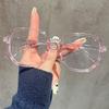 1 piece of women's jelly colored fashionable flat frame new retro simple irregular glasses suitable for daily outings