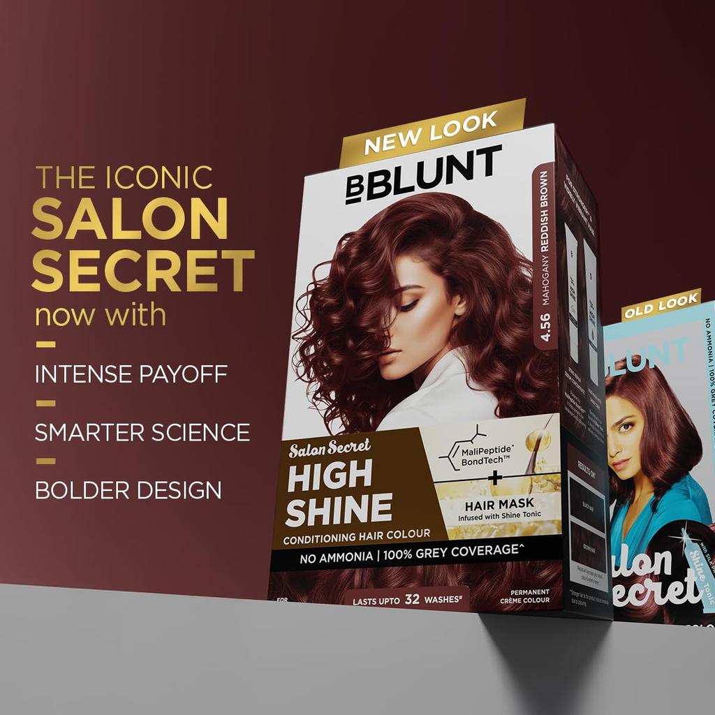 BBLUNT Salon Secret High Shine Conditioning Hair Colour Mahogany Reddish Brown 130G Pack Of 1